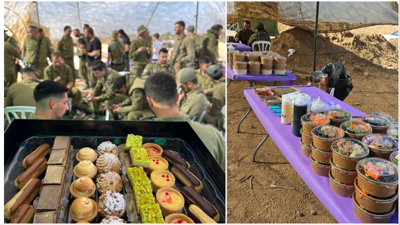 חיילים נהנים מהארוחה והמארזים של הורי ותלמידי בילו ויבנה, צילום פרטי